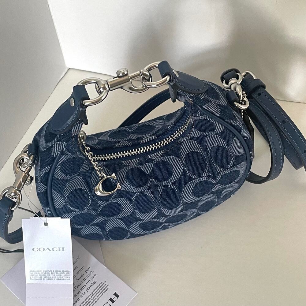Coach Jonie Bag CAO04 Signature Denim Deep Blue Multi Crossbody Wristlet - Picture 3 of 13